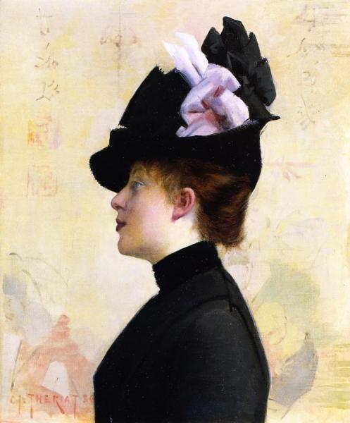 Woman In A Black Hat by Charles James Theriat