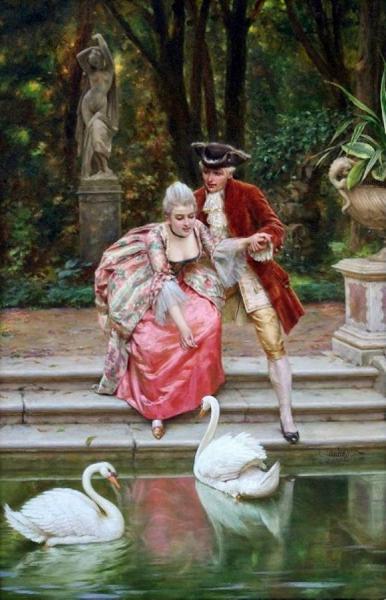Charles Joseph Frederick Soulacroix Feeding The Swans