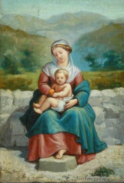 Madonna And Child In A Landscape by Charles Joseph Frederick Soulacroix
