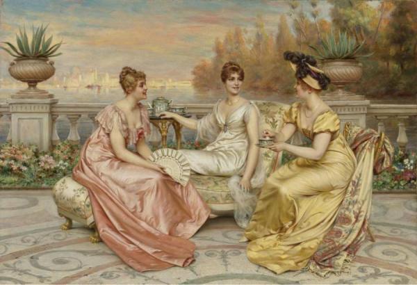 Tea On A Terrace by Charles Joseph Frederick Soulacroix