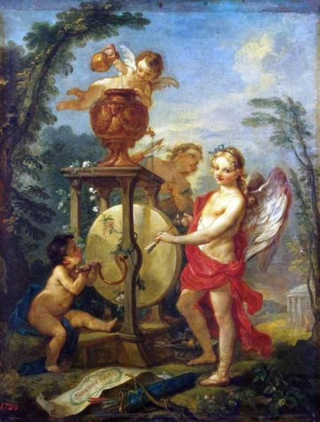 Cupid Sharpening An Arrow by Charles-joseph Natoire