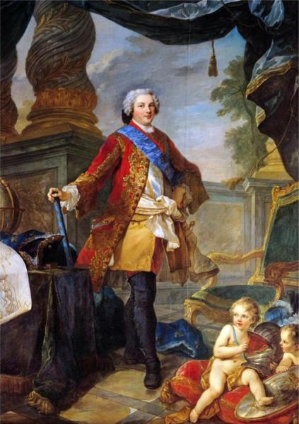 Portrait Of Louis Dauphin Of France With A Plan Of The Siege Of Tournai by Charles-joseph Natoire