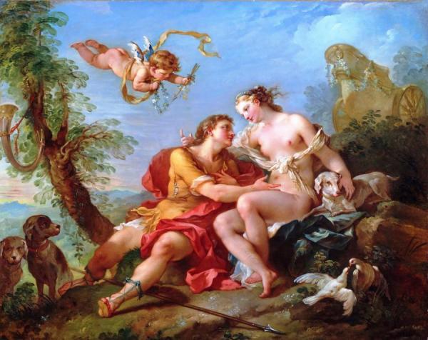 Venus And Adonis by Charles-joseph Natoire