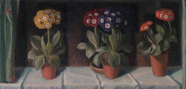 Auriculas In Pots by Charles Mahoney