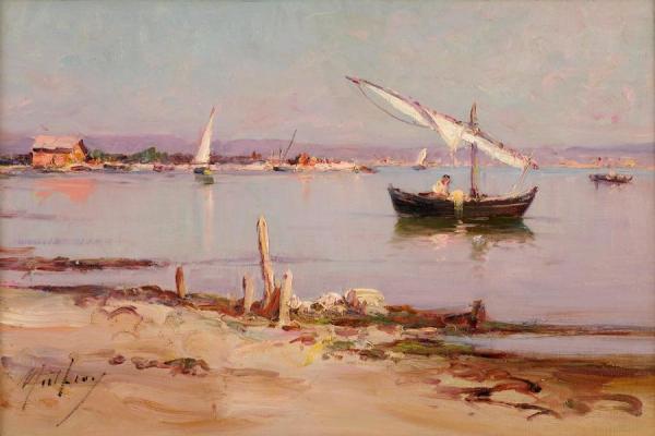 Coastal Scene With Fishing Boats by Charles Malfroy
