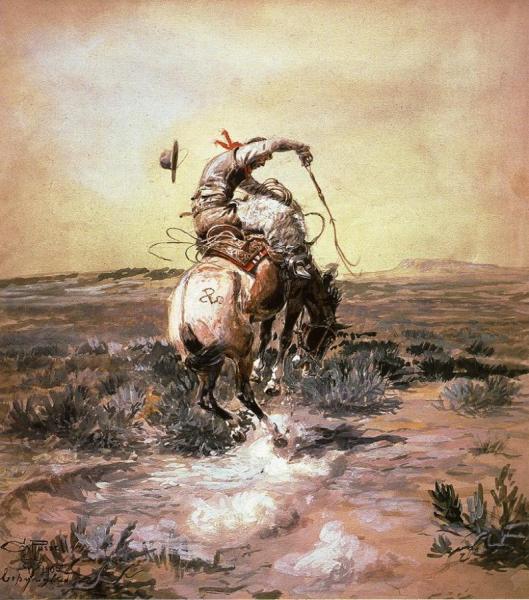 A Slick Rider by Charles Marion Russell Oil Painting Reproductions