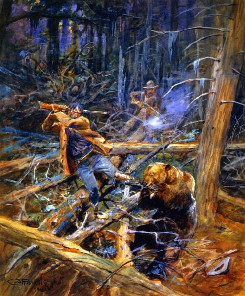 A Wounded Grizzly by Charles Marion Russell