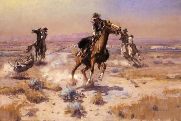 At Rope's End by Charles Marion Russell Oil Painting Reproductions