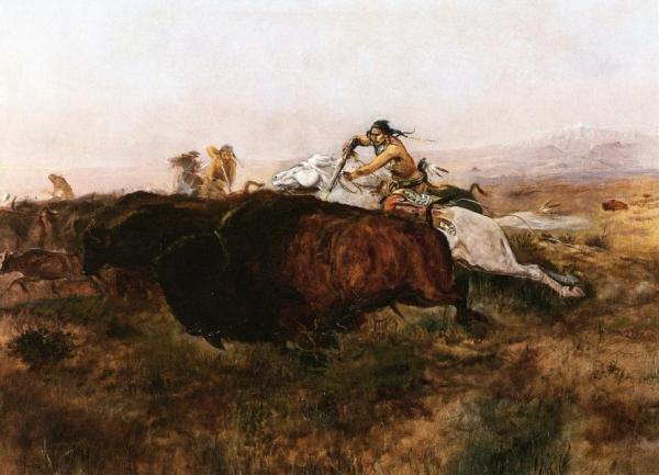 Buffalo Hunt # 10 by Charles Marion Russell Oil Painting Reproductions