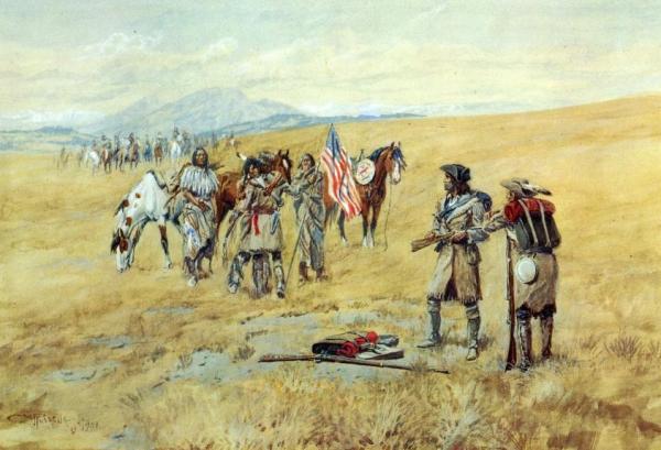 Captain Lewis Meeting The Shoshones by Charles Marion Russell