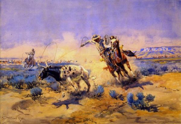 Cowboys From The Quarter Circle Box by Charles Marion Russell Oil Painting Reproductions