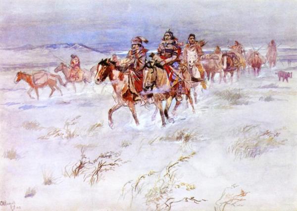 Crees Coming In To Trade by Charles Marion Russell