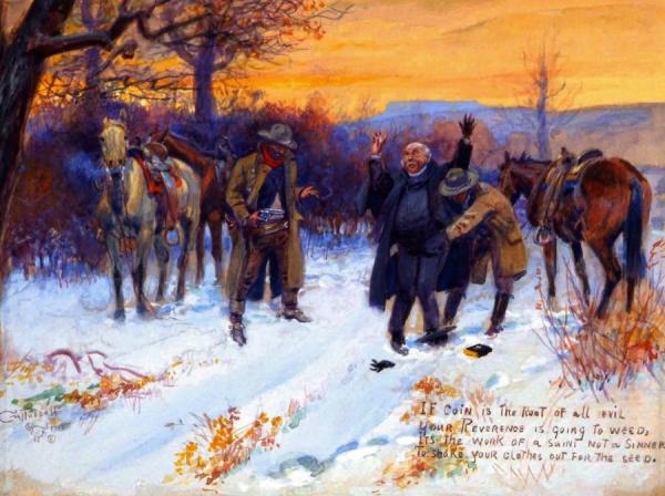 Fleecing The Priest by Charles Marion Russell