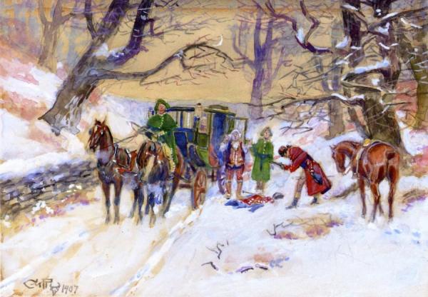 Holdup On The Boston Road by Charles Marion Russell