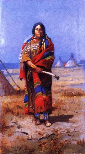 Indian Squaw by Charles Marion Russell