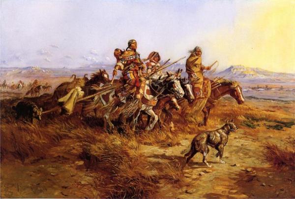 Indian Women Moving by Charles Marion Russell