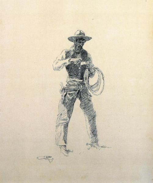 Making A Cigarette by Charles Marion Russell