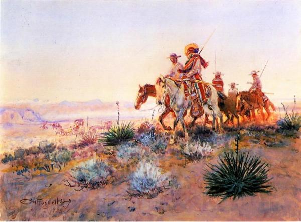 Mexican Buffalo Hunters by Charles Marion Russell