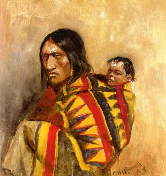 Stone-in-moccasin Woman by Charles Marion Russell