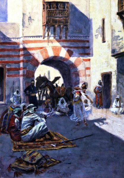 Street Scene In Arabia by Charles Marion Russell