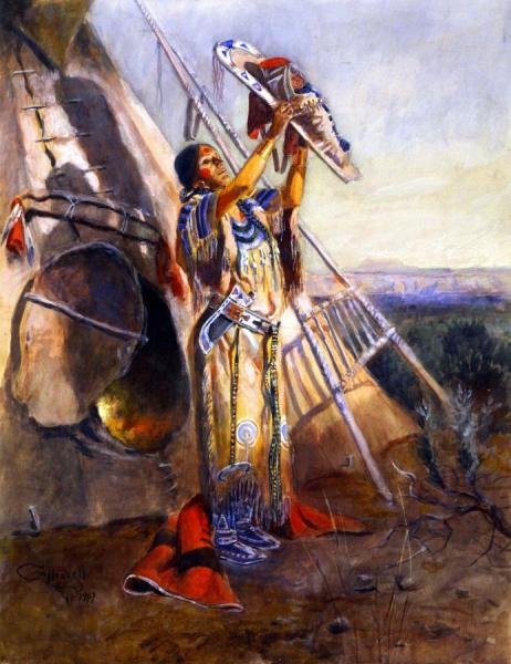 Sun Worship In Montana by Charles Marion Russell