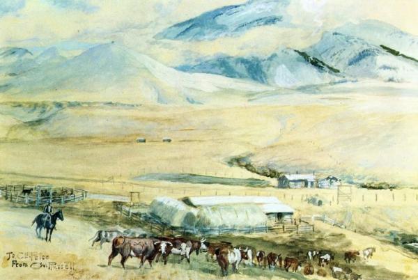 The Lazy K Y by Charles Marion Russell Oil Painting Reproductions