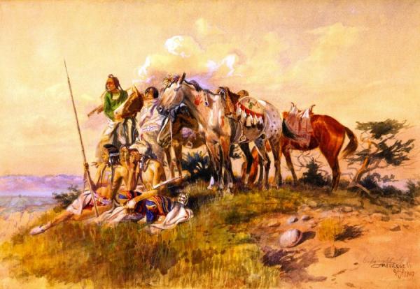 Watching For The Smoke Signal by Charles Marion Russell