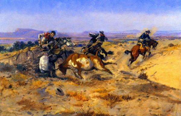 When Cowboys Get In Trouble by Charles Marion Russell