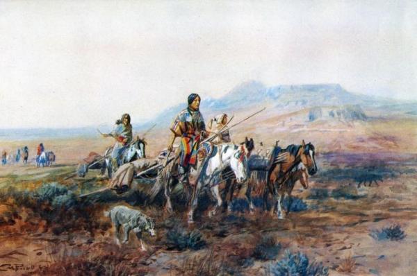 When The Trail Was Long Between Camps by Charles Marion Russell