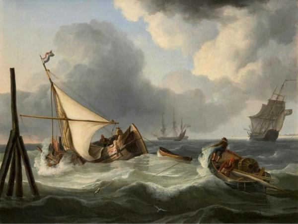 Sailboats And Fishing Boats On A Choppy Lake by Charles Martin Powell Oil Painting Reproductions