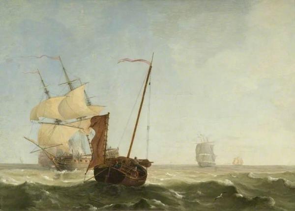 Charles Martin Powell Sea Piece With War Vessels