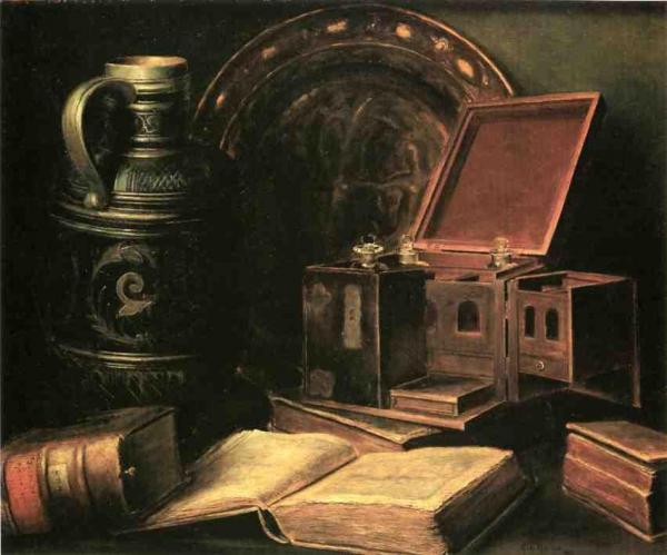 Still Life With Books, Jug And Tantalus by Charles Meurer Oil Painting Reproductions