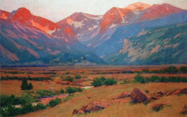 Sunrise On The Mountains At The Head Of Moraine Park, Near Estes Park by Charles Partridge Adams