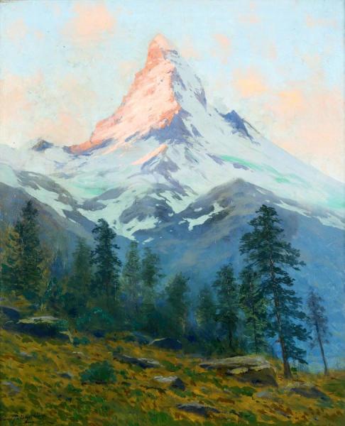 Charles Partridge Adams The Matterhorn At Sunset