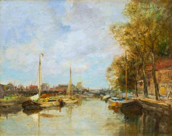 Canal Near The Hague by Charles Paul Gruppe Oil Painting Reproductions