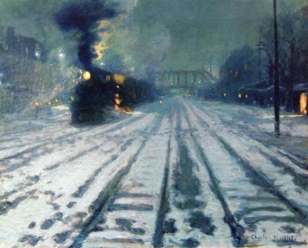 Railway Yard - Winter Evening by Charles Reiffel Oil Painting Reproductions