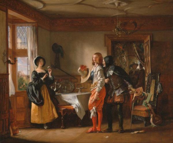 Slender, With The Assistance Of Shallow, Courting Anne Page, From The Merry Wives Of Windsor, Act Iii, Scene Iv by Charles Robert Leslie Oil Painting Reproductions