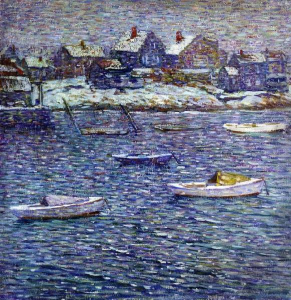 Boats In Winter, Rockport, Massachusetts by Charles Salis Kaelin