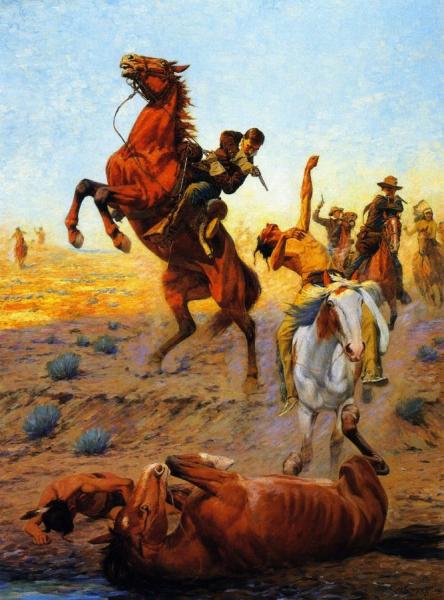 The Fight For Water by Charles Schreyvogel