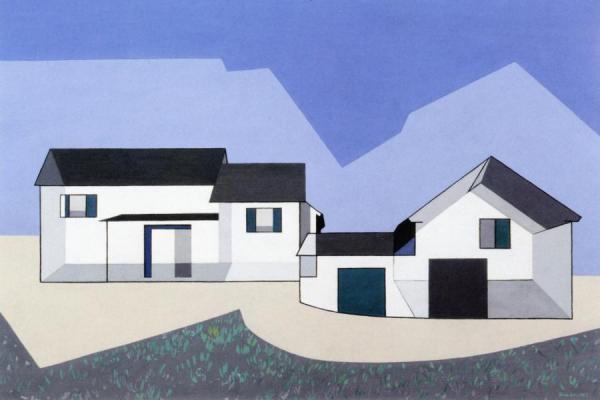 On A Theme Of Farm Buildings, No. 1 by Charles Sheeler