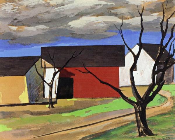 Red Barn And Trees by Charles Sheeler Oil Painting Reproductions