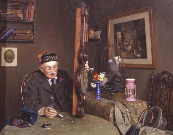 Repairing The Barometer by Charles Spencelayh Oil Painting Reproductions