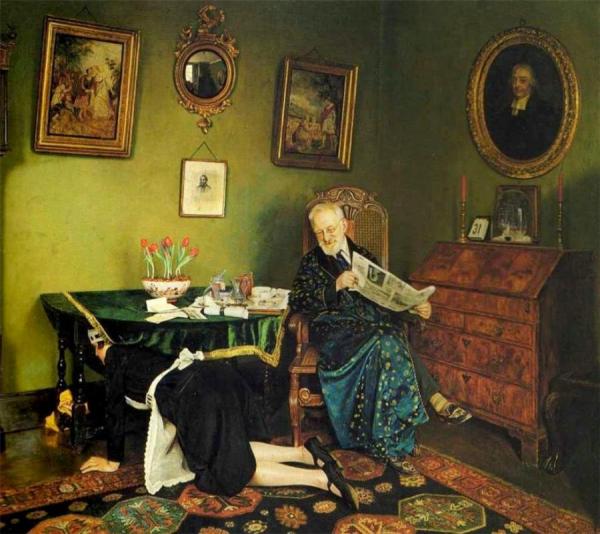 She Stoops To Conquer by Charles Spencelayh