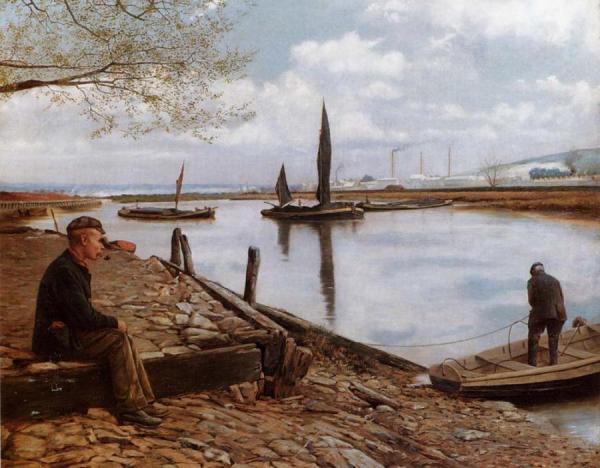 Snodland Ferry, Kent by Charles Spencelayh