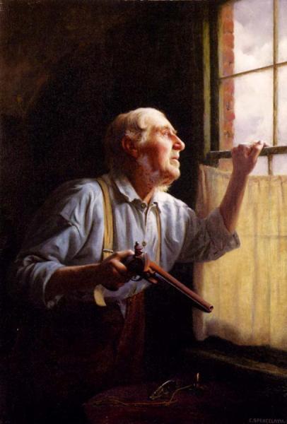 Zeppelins by Charles Spencelayh Oil Painting Reproductions