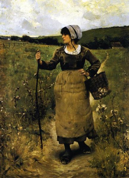 Across The Fields by Charles Sprague Pearce Oil Painting Reproductions