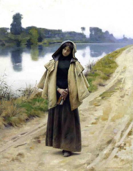 Girl By A Path by Charles Sprague Pearce Oil Painting Reproductions