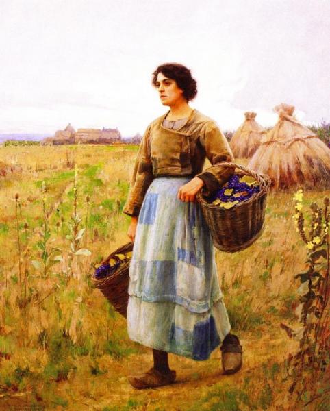 Girl With Grape Baskets by Charles Sprague Pearce Oil Painting Reproductions