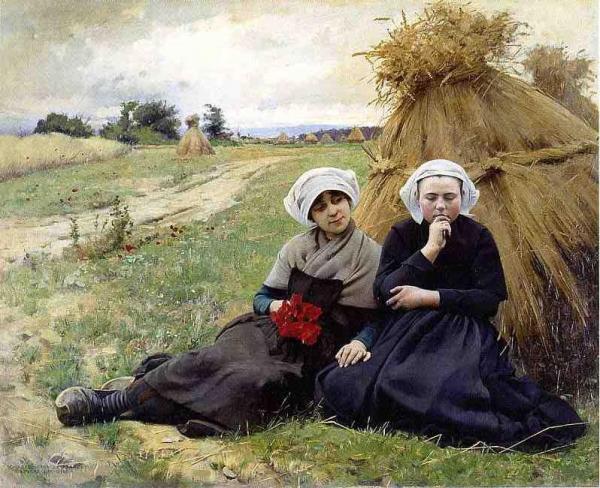 In The Poppy Field by Charles Sprague Pearce Oil Painting Reproductions