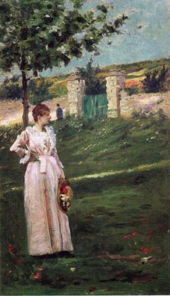 Woman In A Landscape by Charles Stanley Reinhart